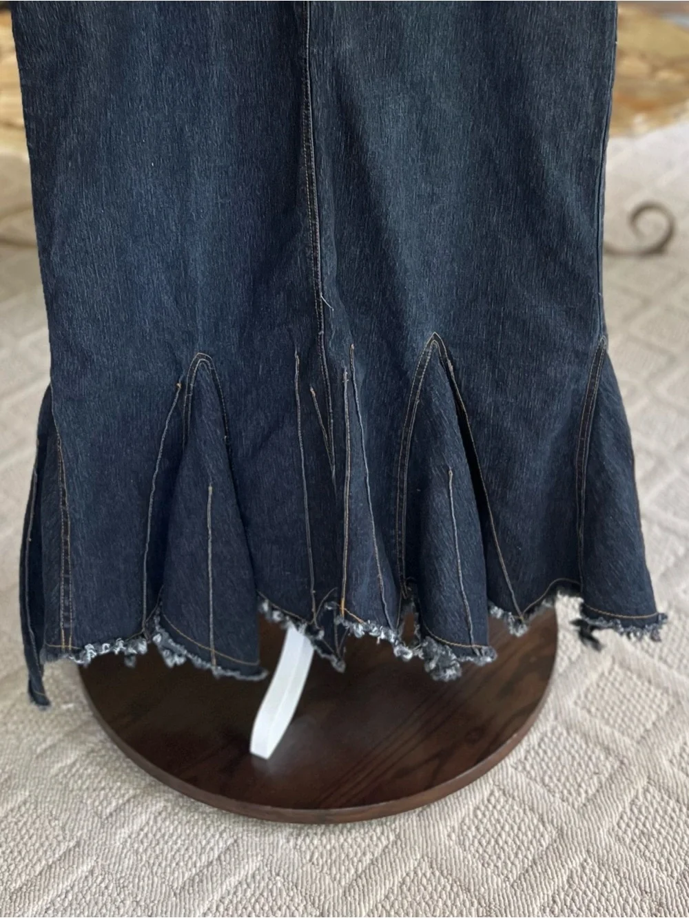 Goddess Trend Denim Midi Maxi Raw Asymmetrical Hem Dress 14 NWOT Cottagecore